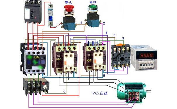 冷水机星三角降压启动电路连接示意图 冷水机星三角降压启动电路连接示意图