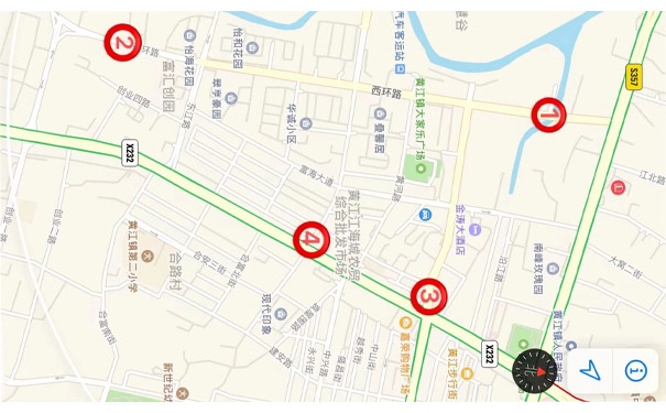 久阳机械所在黄江镇管控区通行路口图
